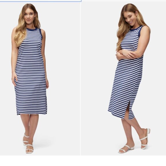 Three Dots Dresses & Skirts - Three Dots Kay Stripe Cotton Tank Dress | Navy Stripe
